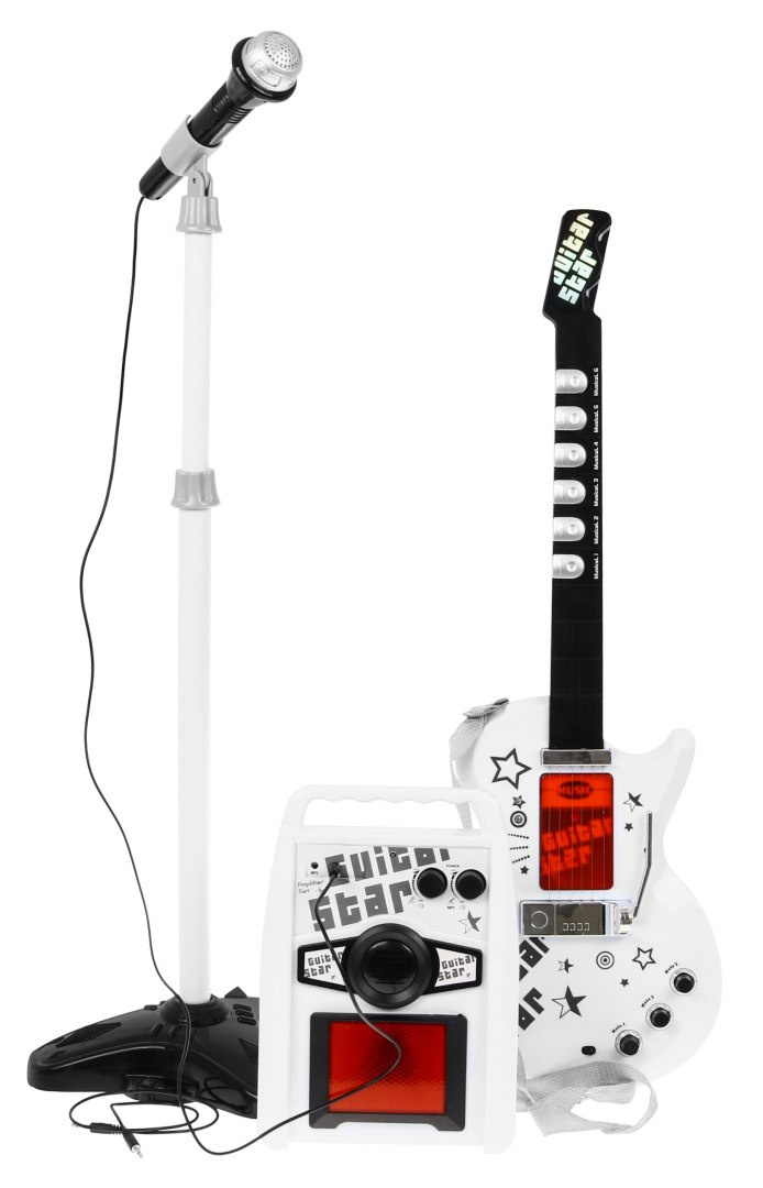 ND28_10927_ZMU_HK-9010D Gitara Elektryczna Wzmacniacz Biała