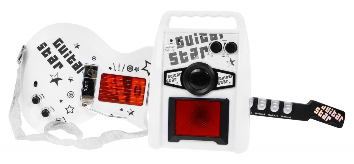 ND28_10927_ZMU_HK-9010D Gitara Elektryczna Wzmacniacz Biała