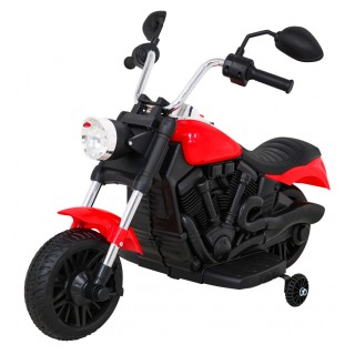 Motor Chopper V-Max na akumulator dla dzieci Czerwony + Melodie Klakson + Światło + Kółka pomocnicze