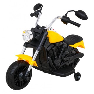 Motor Chopper V-Max na akumulator dla dzieci Żółty + Melodie Klakson + Światło + Kółka pomocnicze