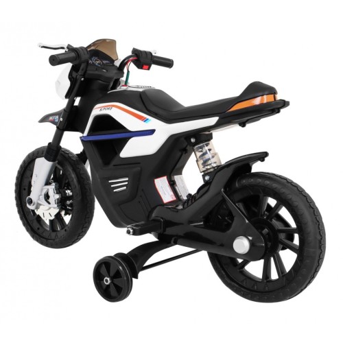 Motor Night Rider na akumulator dla dzieci Biały + Kółka pomocnicze + MP3 USB + Gaz w manetce