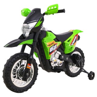 Motorek Cross dla dzieci Pojazd na akumulator Zielony + Pomocnicze kółka + Dźwięki LED