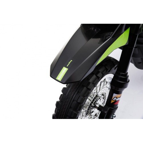 Motorek Cross dla dzieci Pojazd na akumulator Zielony + Pomocnicze kółka + Dźwięki LED