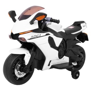 Motorek R1 Superbike elektryczny dla dzieci Biały + Kółka pomocnicze + Klakson + Światła LED