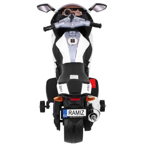 Motorek R1 Superbike elektryczny dla dzieci Biały + Kółka pomocnicze + Klakson + Światła LED