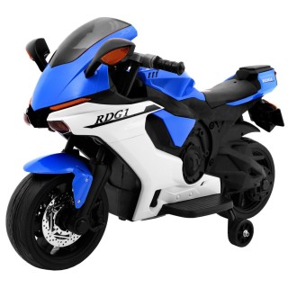 Motorek R1 Superbike elektryczny dla dzieci Niebieski + Kółka pomocnicze + Klakson + Światła LED