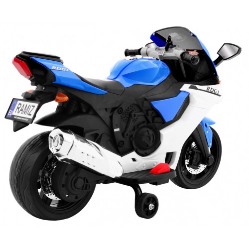 Motorek R1 Superbike elektryczny dla dzieci Niebieski + Kółka pomocnicze + Klakson + Światła LED