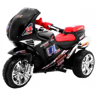 Motorek Trójkołowy RR1000 elektryczny dla dzieci Czarny + Dźwięki + Światła + Schowek