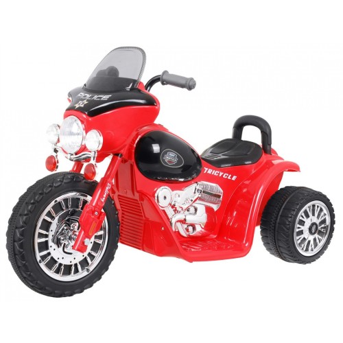 Motorek Chopper na akumulator dla dzieci Czerwony + 3 koła + Dźwięki + Światła LED