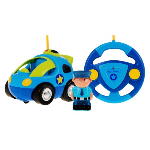 Zdalnie sterowane Autko policyjne dla dzieci 3+ Pilot Kierownica + Figurka policjanta + Dźwięki Światła