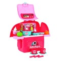Różowa Kuchnia plecak 2w1 dla dzieci 3+ Rozkładany blat + Garnki + Akcesoria 24 el.