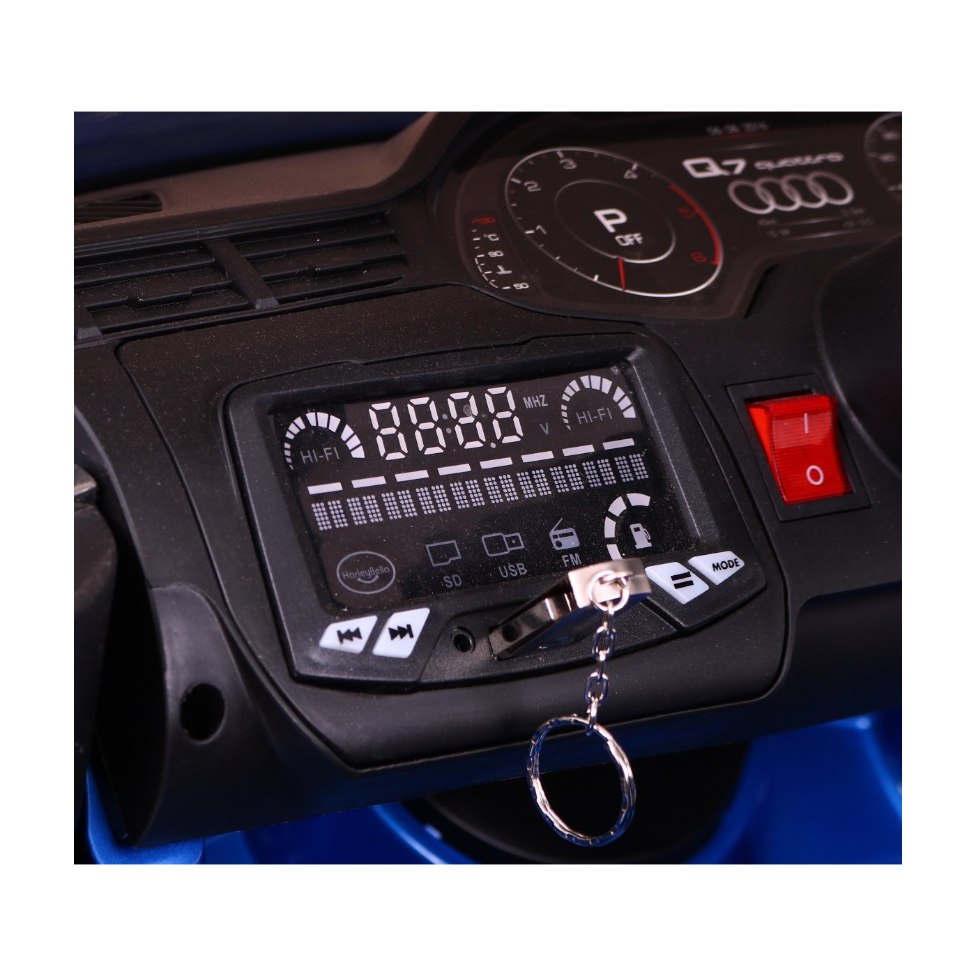 Audi Q7 Quattro S-Line na akumulator Niebieski + Pilot + Wolny Start + EVA + Radio MP3 LED