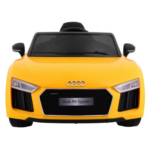 Audi R8 Spyder na akumulator Żółty + Pilot + EVA + Wolny Start + Radio MP3 + LED