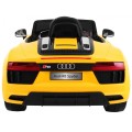Audi R8 Spyder na akumulator Żółty + Pilot + EVA + Wolny Start + Radio MP3 + LED