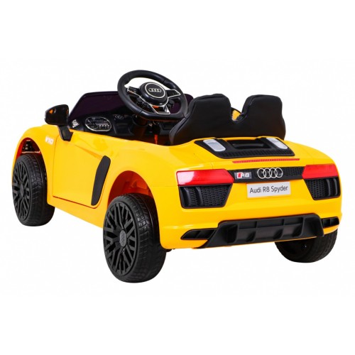 Audi R8 na akumulator dla dzieci Żółty + Pilot + EVA + Wolny Start + MP3 LED