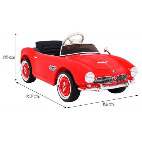 Autko BMW 507 Retro elektryczne dla dzieci Czerwony Roadster