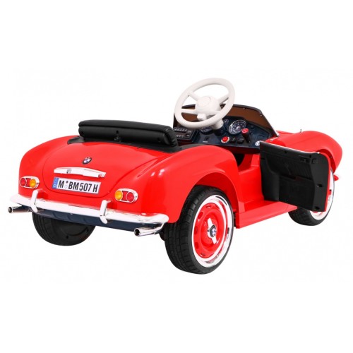Autko BMW 507 Retro elektryczne dla dzieci Czerwony Roadster