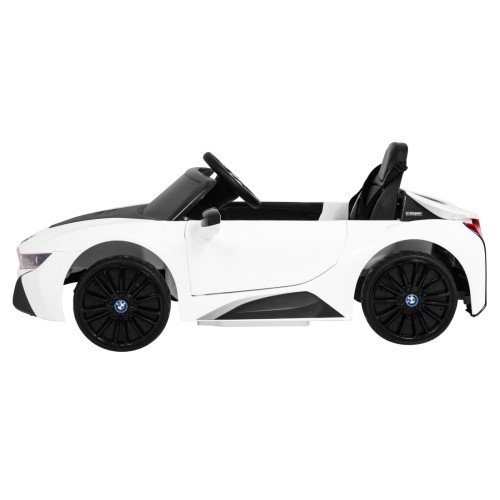 BMW I8 Lift Auto na akumulator Biały + Pilot + Wolny Start + 3-pkt pasy + MP3 USB + LED