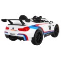 BMW M6 GT3 Auto na akumulator dla dzieci Biały + Nawiew powietrza + Dźwięki MP3 Światła + Pilot
