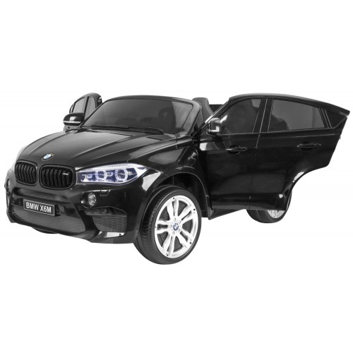 BMW X6M XXL dla 2 dzieci Czarny + Pilot + Ekoskóra + Pasy + Wolny Start + MP3 USB + LED