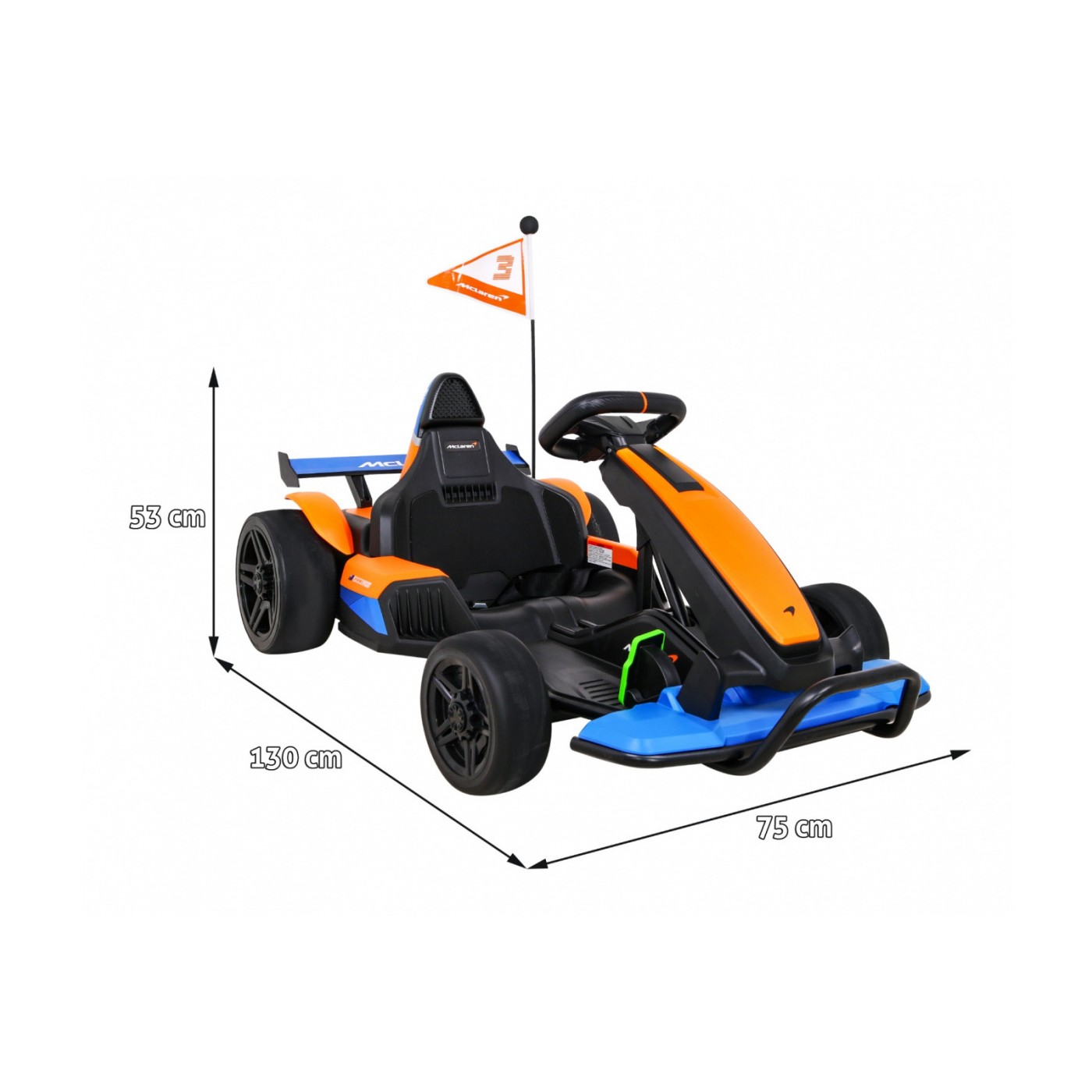 Gokart McLaren Drift na akumulator dla dzieci + Funkcja driftu + Sportowe siedzenie + Światła LED + Wolny Start + EVA