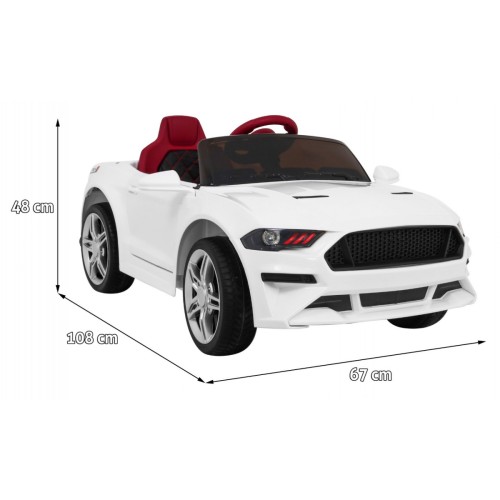 Autko GT Sport na akumulator dla dzieci Biały + Pilot + Wolny Start + Bagażnik + MP3 LED
