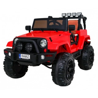 Auto na akumulator All Terrain dla dzieci Czerwony Terenówka typu jeep + Pilot + Światła Dźwięki