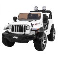 Jeep Wrangler Rubicon na akumulator dla dzieci Biały + Pilot + Radio MP3 LED + Koła EVA
