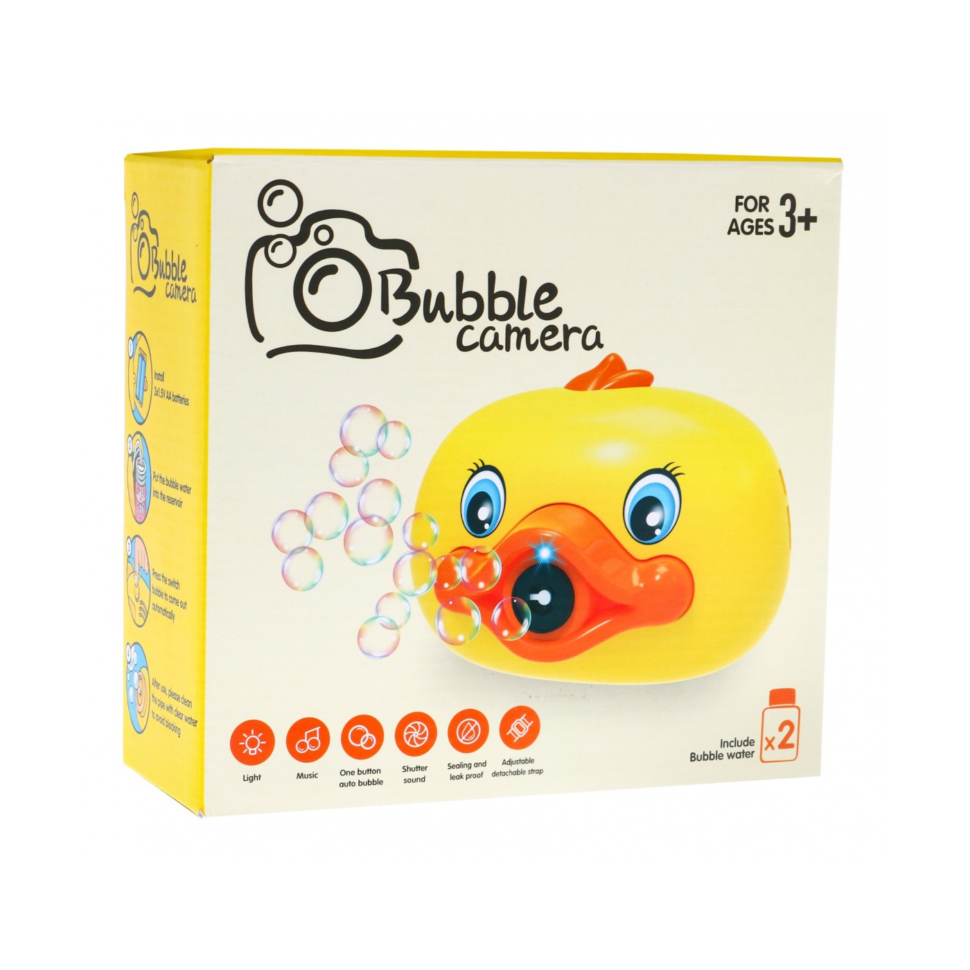 Camera Duck Making Bubbles Yellow