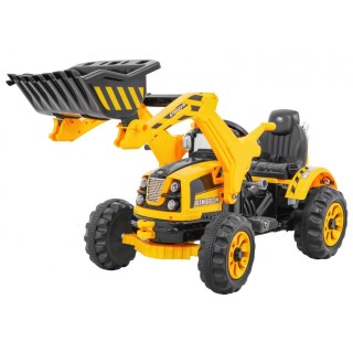 Spychacz na akumulator dla dzieci Traktor Żółty + Ruchoma łyżka + Trąbka + Pasy + 2 prędkości