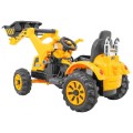 Spychacz na akumulator dla dzieci Traktor Żółty + Ruchoma łyżka + Trąbka + Pasy + 2 prędkości