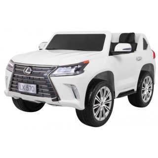 Lexus LX570 Autko 2-osobowe dla dzieci Biały + Pilot + Koła EVA + Radio MP3 + LED