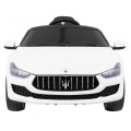 Maserati Ghibli na akumulator dla dzieci Biały + Pilot + Wolny Start + EVA + MP3 USB + LED
