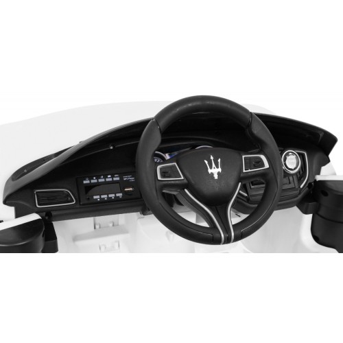 Maserati Ghibli na akumulator dla dzieci Biały + Pilot + Wolny Start + EVA + MP3 USB + LED