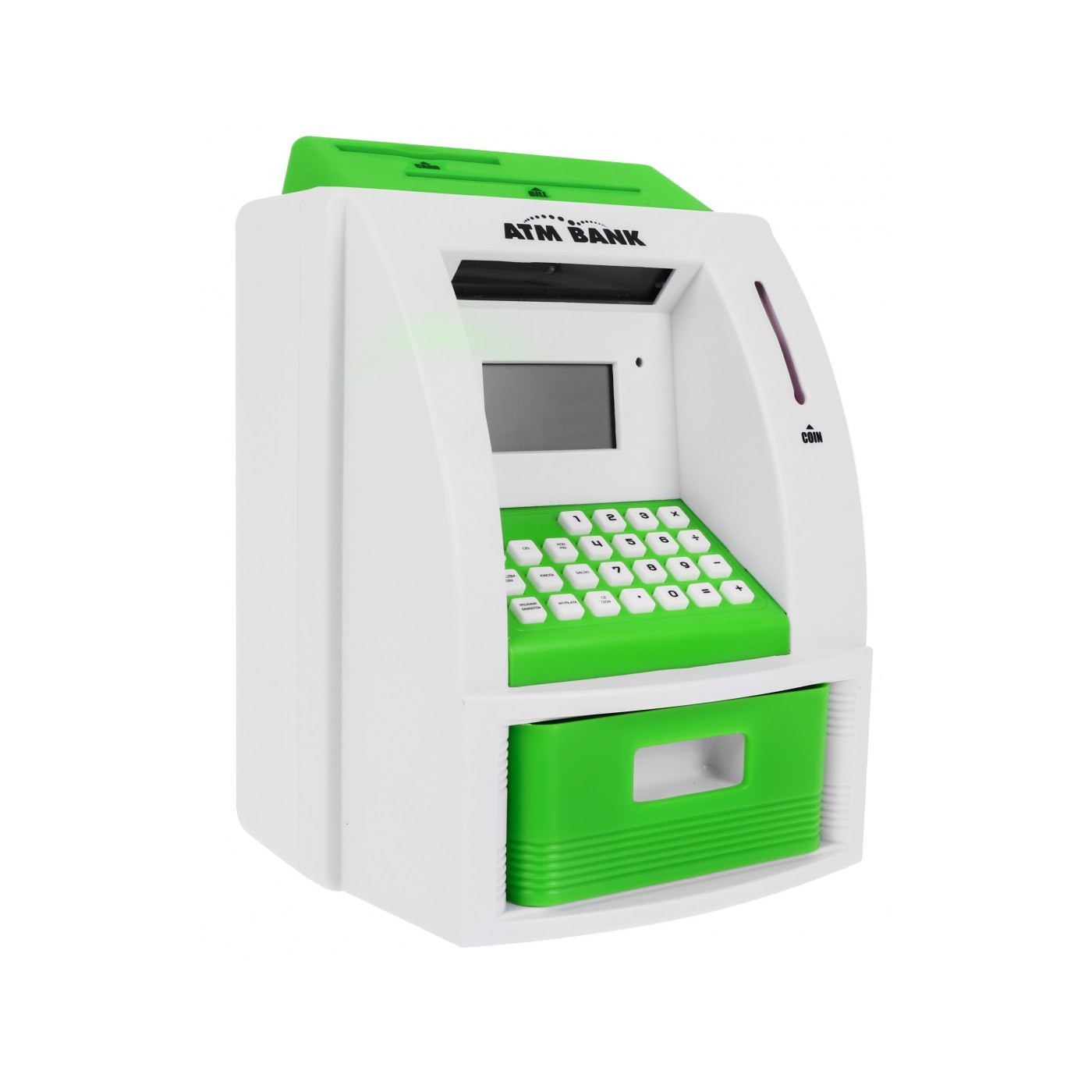 Bankomat skarbonka dla dzieci 3+ zielony Interaktywne funkcje + Karta bankomatowa