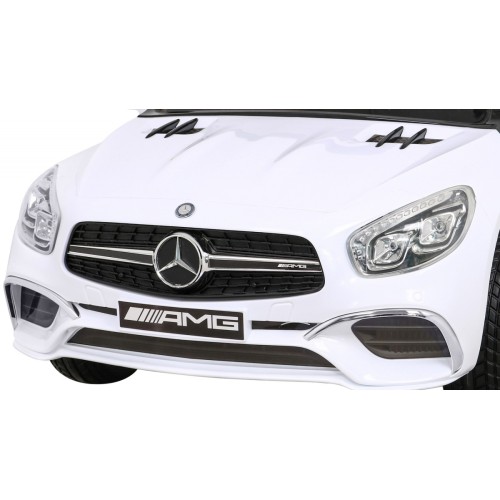 Mercedes Benz AMG SL65 S elektryczny dla dzieci Biały + Pilot + Audio LED + Ekoskóra + EVA + Wolny Start
