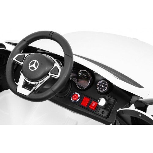 Mercedes Benz C63 AMG dla dzieci Biały + Pilot + 5-pkt pasy + EVA + Bagażnik + MP3 LED