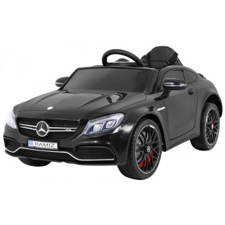 Mercedes Benz C63 AMG dla dzieci Czarny + Pilot + 5-pkt pasy + EVA + Bagażnik + MP3 LED