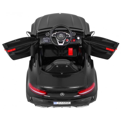 Mercedes Benz C63 AMG dla dzieci Czarny + Pilot + 5-pkt pasy + EVA + Bagażnik + MP3 LED