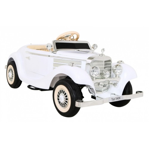 Mercedes Benz Retro 540A dla dzieci Biały + Tryb "Rodzica" + Pilot + Panel audio + LED