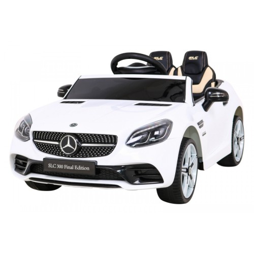 Mercedes Benz SLC300 Auto na akumulator dla dzieci Biały + Dźwięki MP3 Światła + Pilot + Wolny Start
