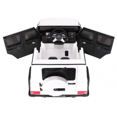 Auto na akumulator Mercedes AMG G65 dla dzieci Biały + Lakierowany + Bagażnik + Światła Dźwięki