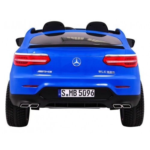 Auto Mercedes GLC 63S dla dzieci Niebieski + Napęd 4x4 + MP4 + LED + Ekoskóra + Wolny Start + EVA