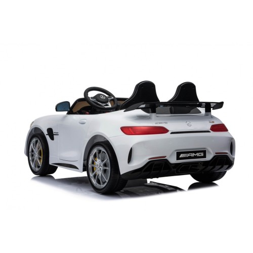 Mercedes-Benz GT R dla dzieci Lakier Biały + Napęd 4x4 + Nawiew powietrza + Pilot + EVA + MP3 LED