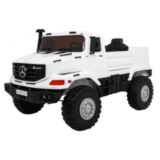 Auto na akumulator Mercedes-Benz Zetros dla dzieci Biały + 2-osobowy + Bagażnik + Pilot