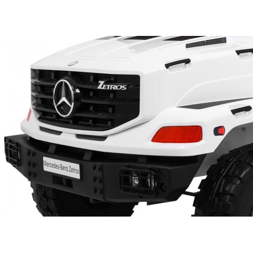 Auto na akumulator Mercedes-Benz Zetros dla dzieci Biały + 2-osobowy + Bagażnik + Pilot