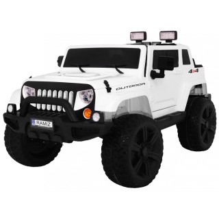 Auto na akumulator Mighty Jeep dla dzieci Biały + 2-osobowy + Napęd 4x4 + 2 bagażniki