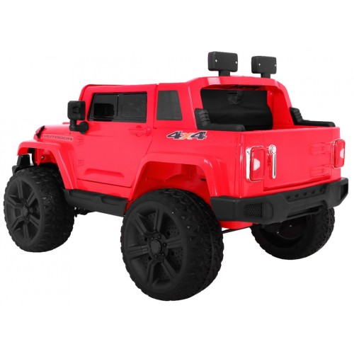 Auto na akumulator Mighty Jeep dla dzieci Czerwony + 2-osobowy + Napęd 4x4 + 2 bagażniki