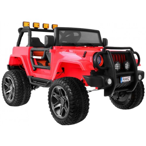 Auto terenowe typu jeep Monster 4x4 dla dzieci Czerwony + Pilot + Regulacja siedzenia + MP3 LED + Bagażnik + Plecak