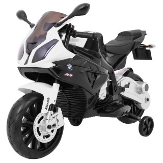 Motor na akumulator BMW S1000 RR dla dzieci Czarny + Kółeczka pomocnicze + Nóżka podpórka